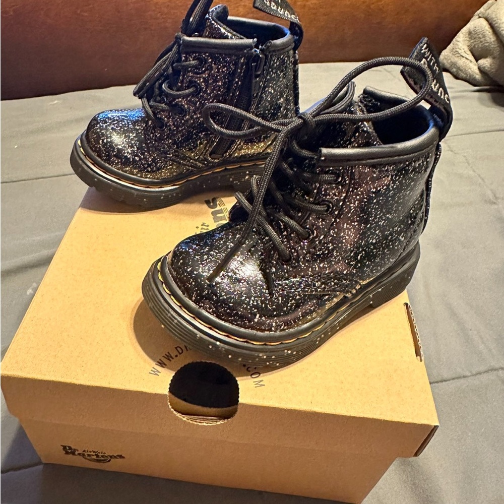 Toddler Dr martens black glitter shoes